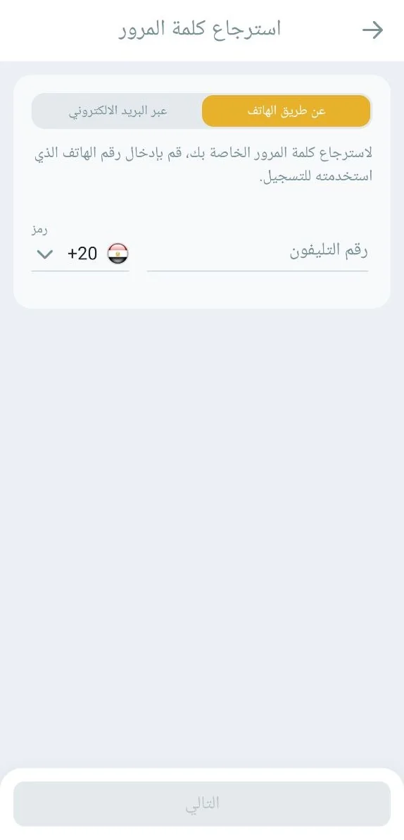 استرجاع كلمة المرور في Melbet عن طريق رقم الهاتف برمز مصر +20